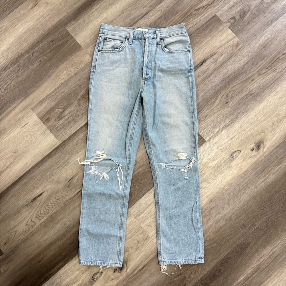 Agolde Men's Light Blue Distressed Jeans